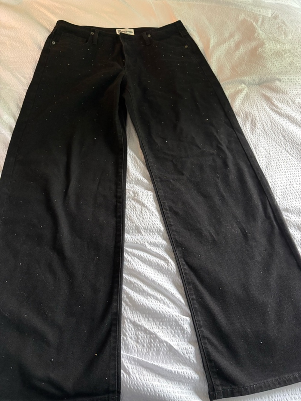 No Boundaries Black Wide-Leg Jeans with Subtle Stud Detail
